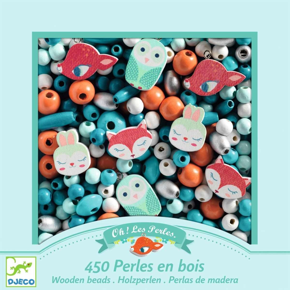 DJECO Kreativset Schmuck basteln: Holzperlen Kreativset 400 bis 450 Perlen
