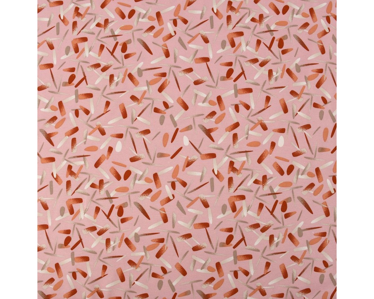 Thumbnail - SCHÖNER LEBEN. Stoff Baumwolljersey Striche Pinselstriche rosa orange weiß beige 1,45m