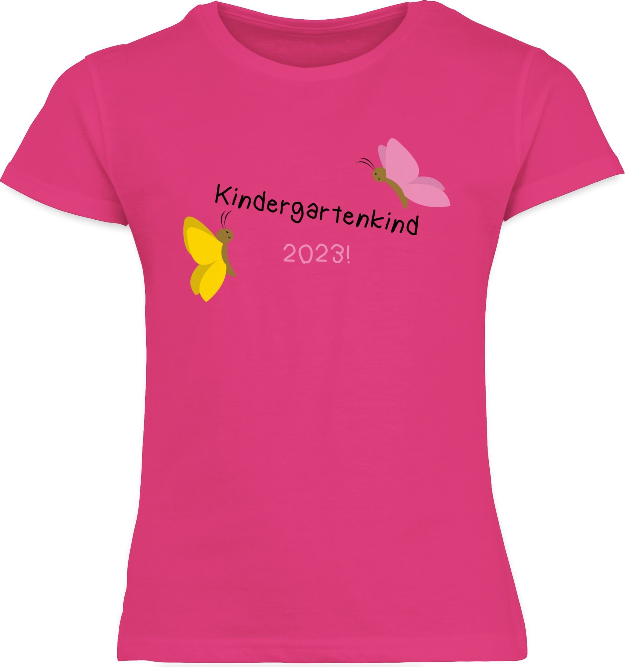 Shirtracer 1 2023 T-Shirt Schmetterlinge Fuchsia Hallo Kindergartenkind Kindergarten