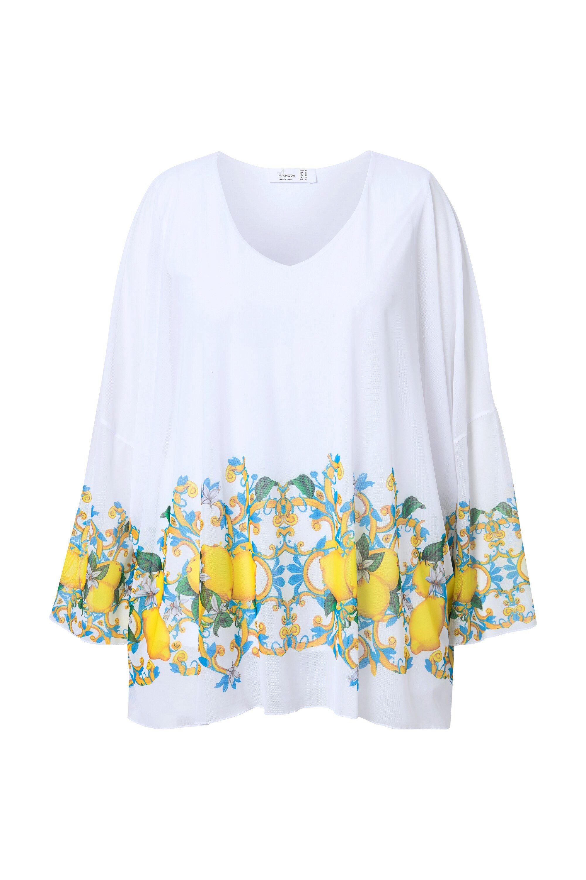MIAMODA Druckbluse Meshbluse oversized Zitronen-Bordüre günstig online kaufen