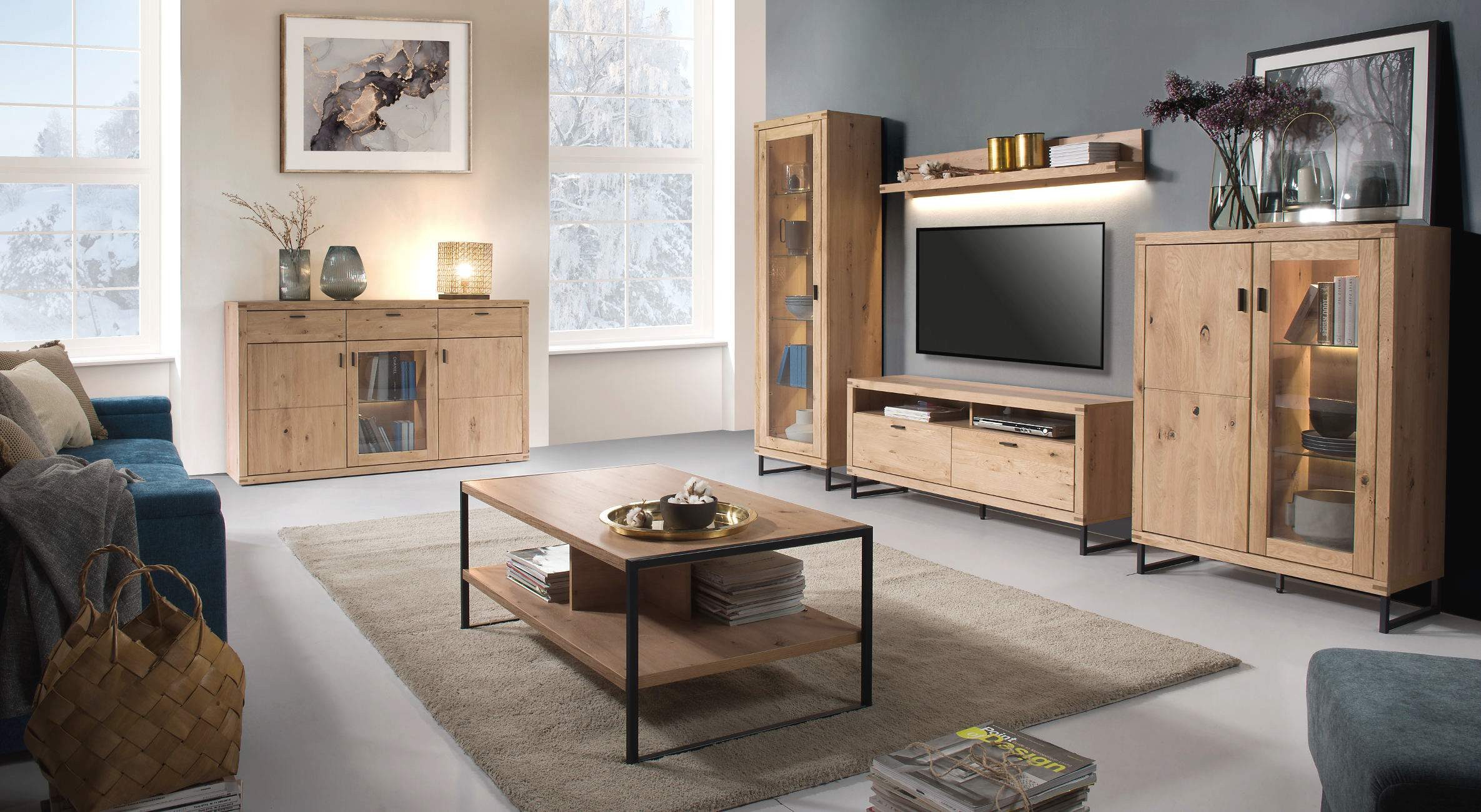 Empinio24 Couchtisch Serra, Eiche bianco Dekor, Breite 110 cm