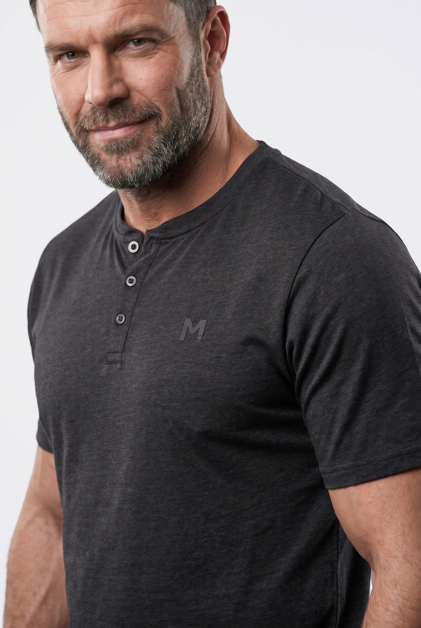 Men Plus T-Shirt Henley Basic Halbarm Rundhals