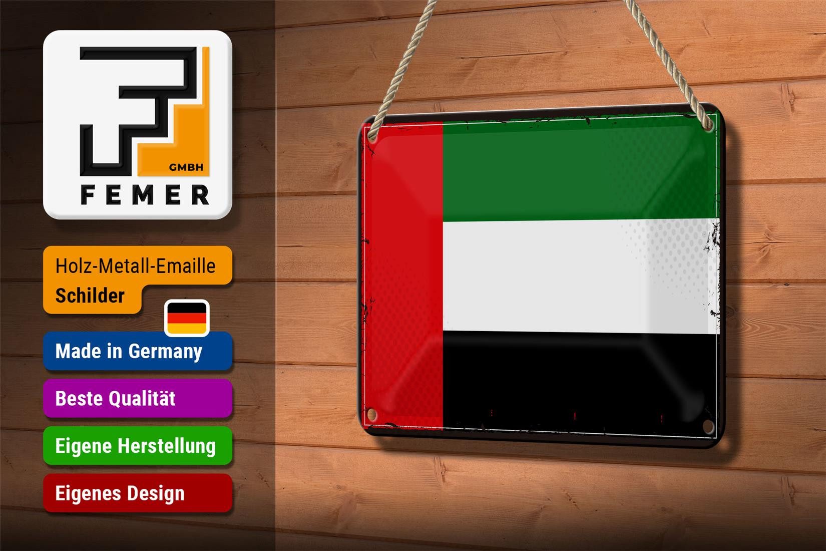 Femer GmbH Metallschild Flagge Arabischen Emirate 18x12cm Retro Flag, (1 St), gewölbte Oberfläche, abgerundete Ecken, umgeschlagene Kanten