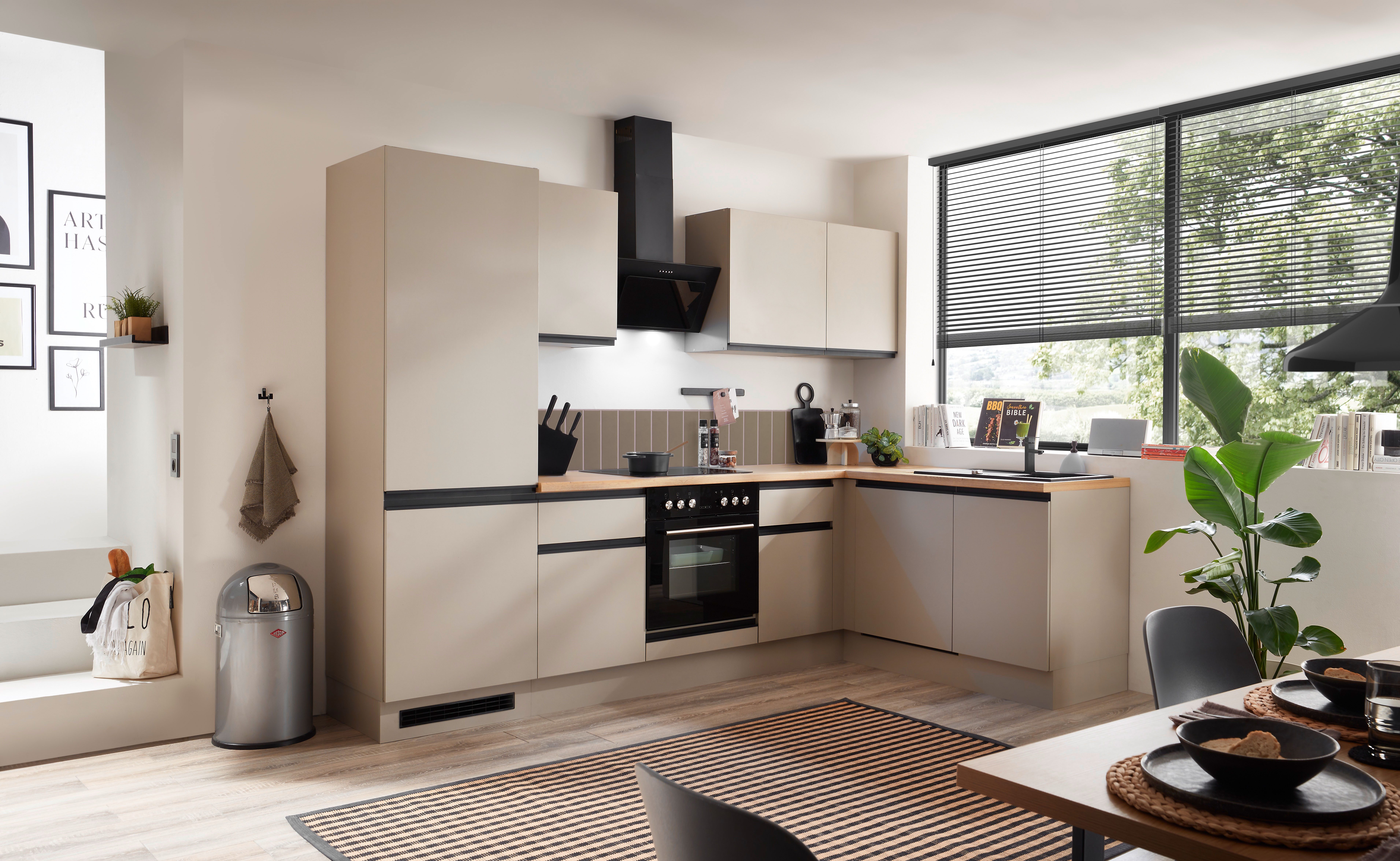 BASIC by Balculina Winkelküche Nizza B/H/T 280x211x60 cm, Breite 280 cm, wahlweise mit E-Geräten und Induktionskochfeld