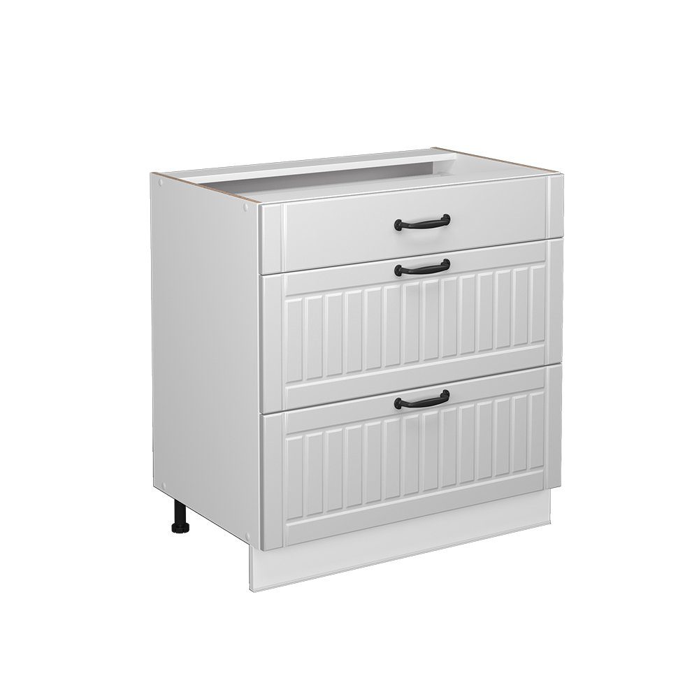 Vicco Badschrank Fame-Line Weiß Landhaus/Weiß 80 x 82 cm mit 3 Schubladen o günstig online kaufen