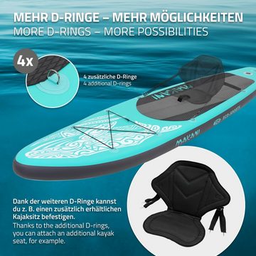 ECD Germany SUP-Board Stand Up Paddle Board aus PVC Paddelboard, Surfboard Hellblau 320x82x15 cm mit Anti-Rutsch Belag Komplett Set