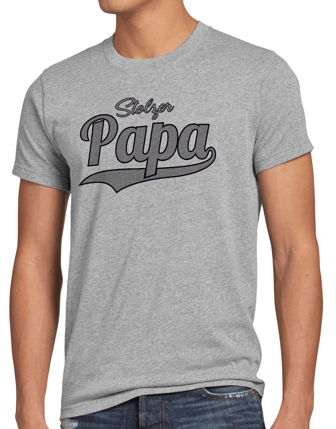 style3 Print-Shirt Herren T-Shirt Stolzer Papa Vater Dad Spruchshirt Funshirt Vatertag Fun beste grau meliert