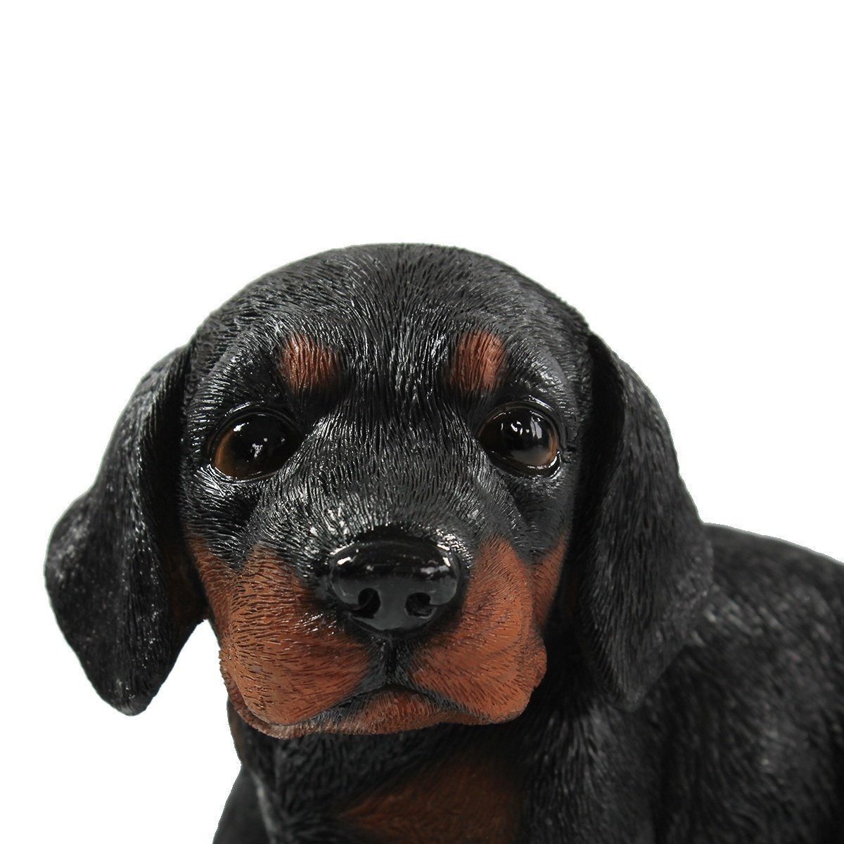 colourliving Tierfigur Hunde Figur Dackel Welpe stehend Dackel Figur Hundefigur, handbemalt, wetterfest, lebensecht wirkend