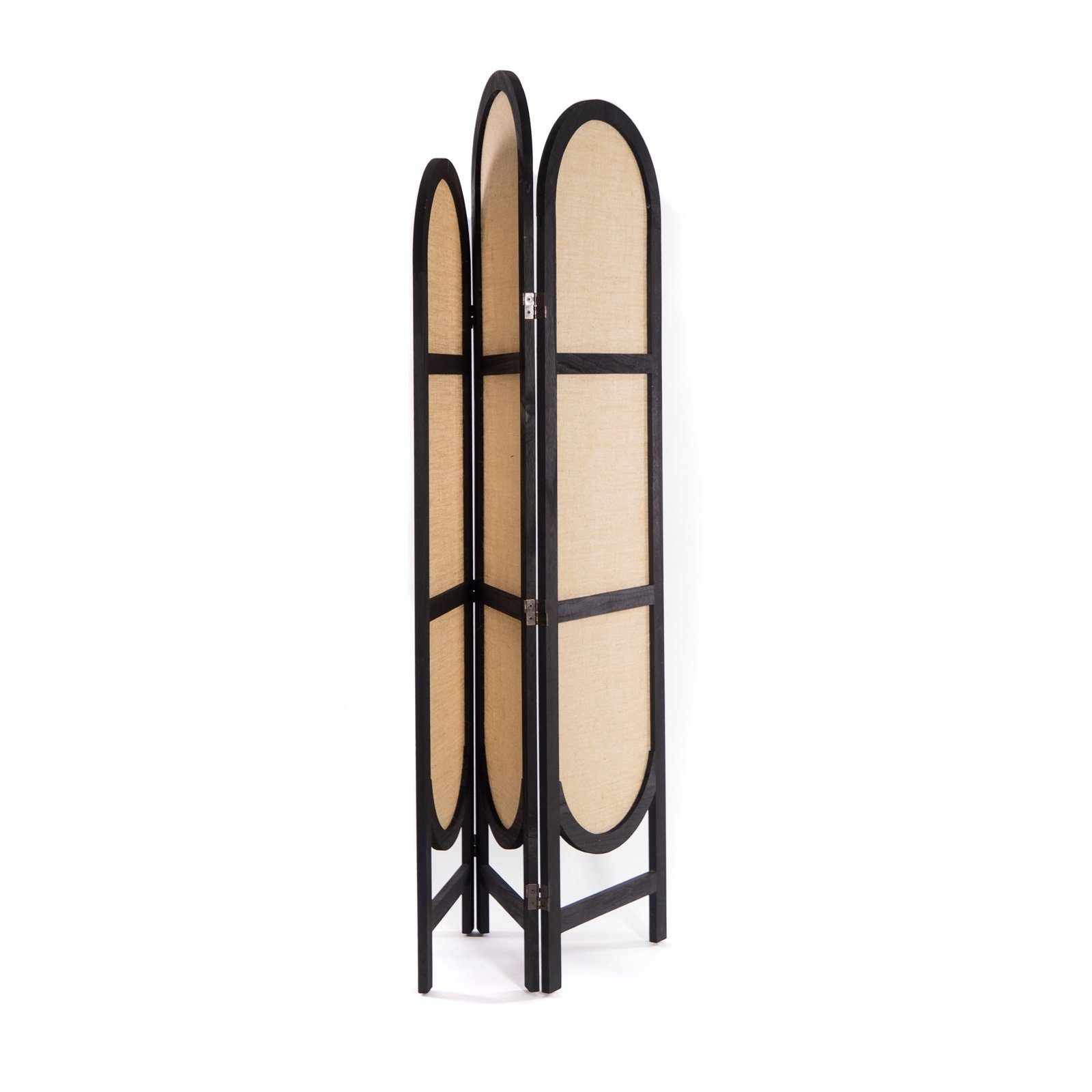 CREEDWOOD Paravent RAUMTEILER "ARCO", 170 Farbe: Sichtschutz, Paravent, schwarz-natur sc Leinen, cm