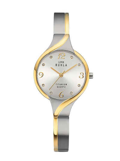 UMR Ruhla Quarzuhr Uhren Manufaktur Ruhla - Armbanduhr Style bicolor Titan-gold