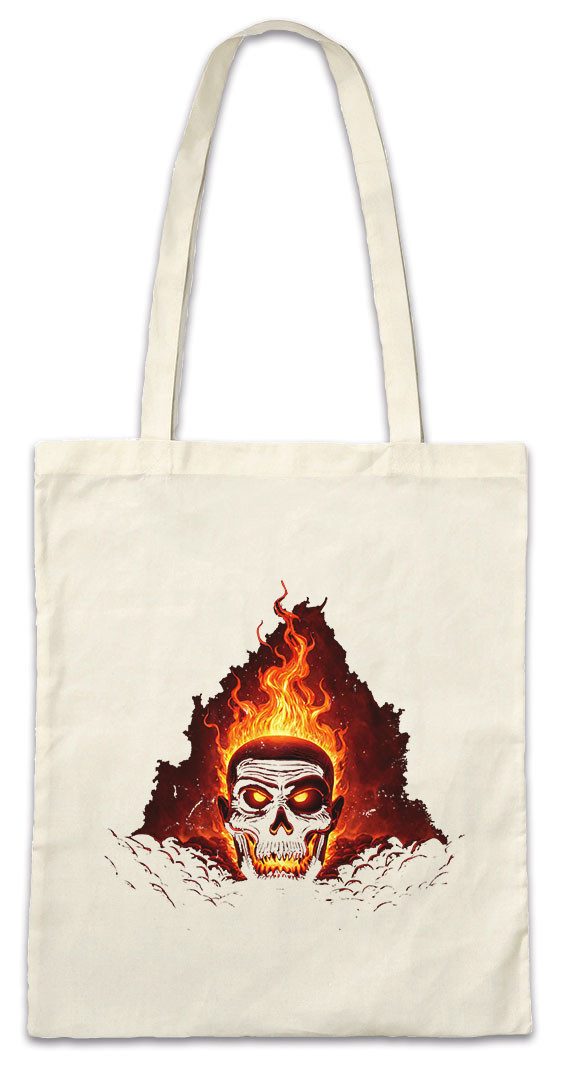 Beuteltasche Burning Ogre Skull Stofftasche Fantasy Anime Death Animated Satanic