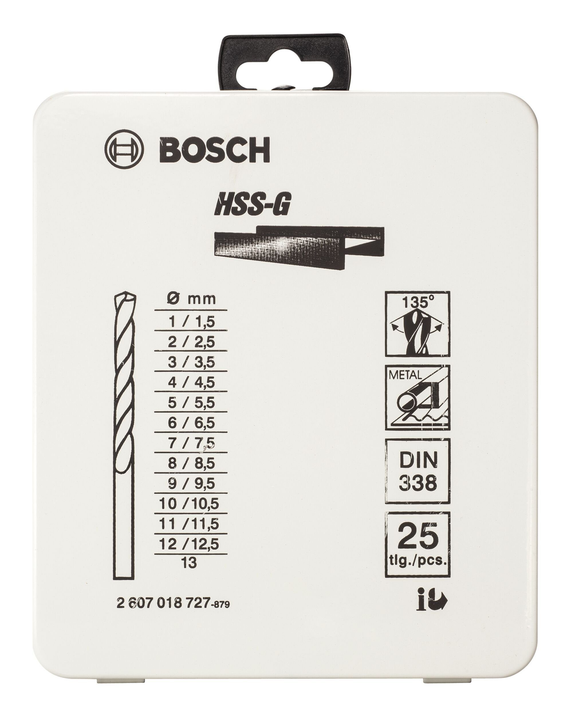 - HSS-G - Set mm 1 Metallkassette - Metallbohrer, BOSCH 13 135° 25-teilig in