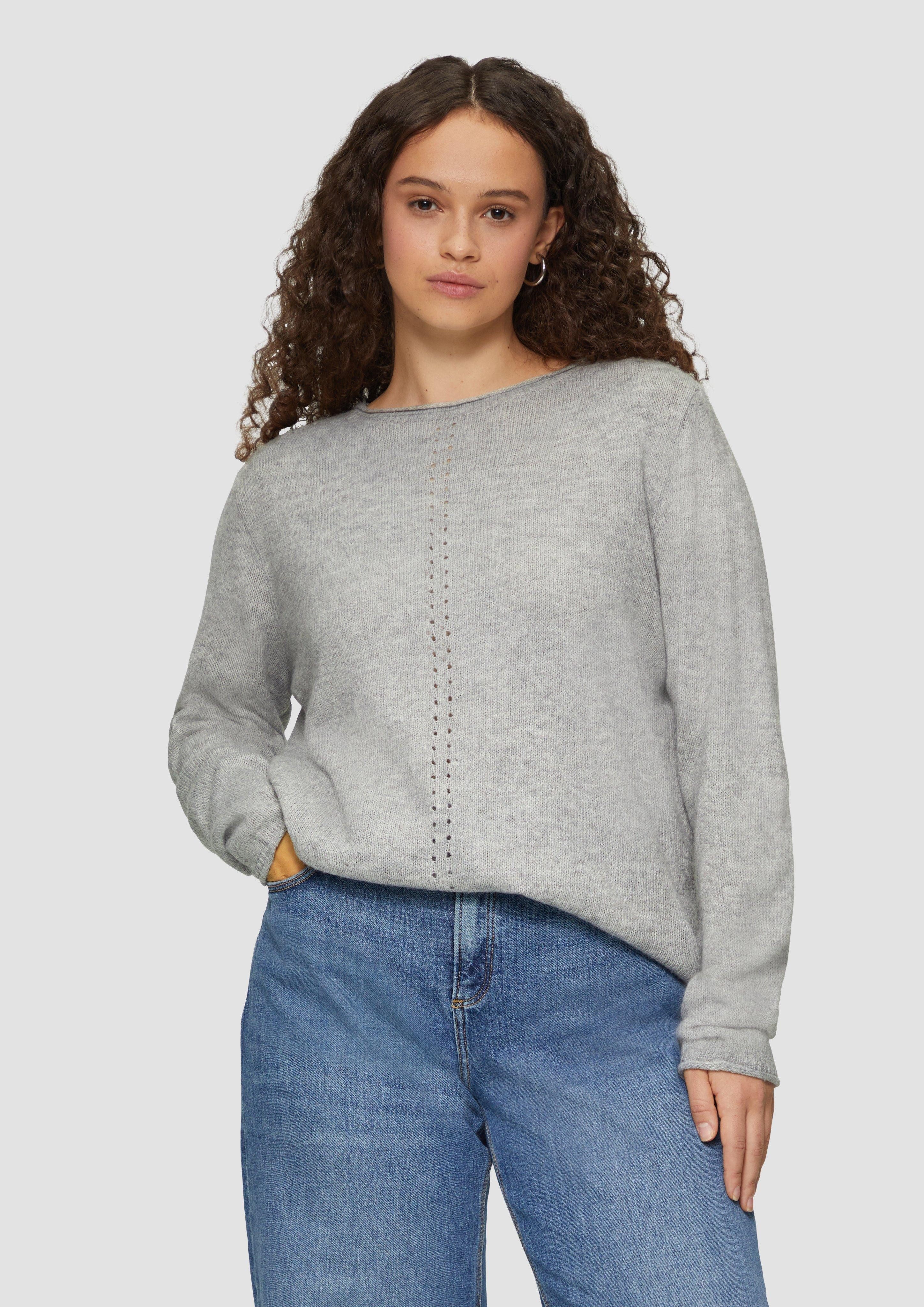 QS Strickpullover Weicher Strickpullover mit Ajour-Detail günstig online kaufen