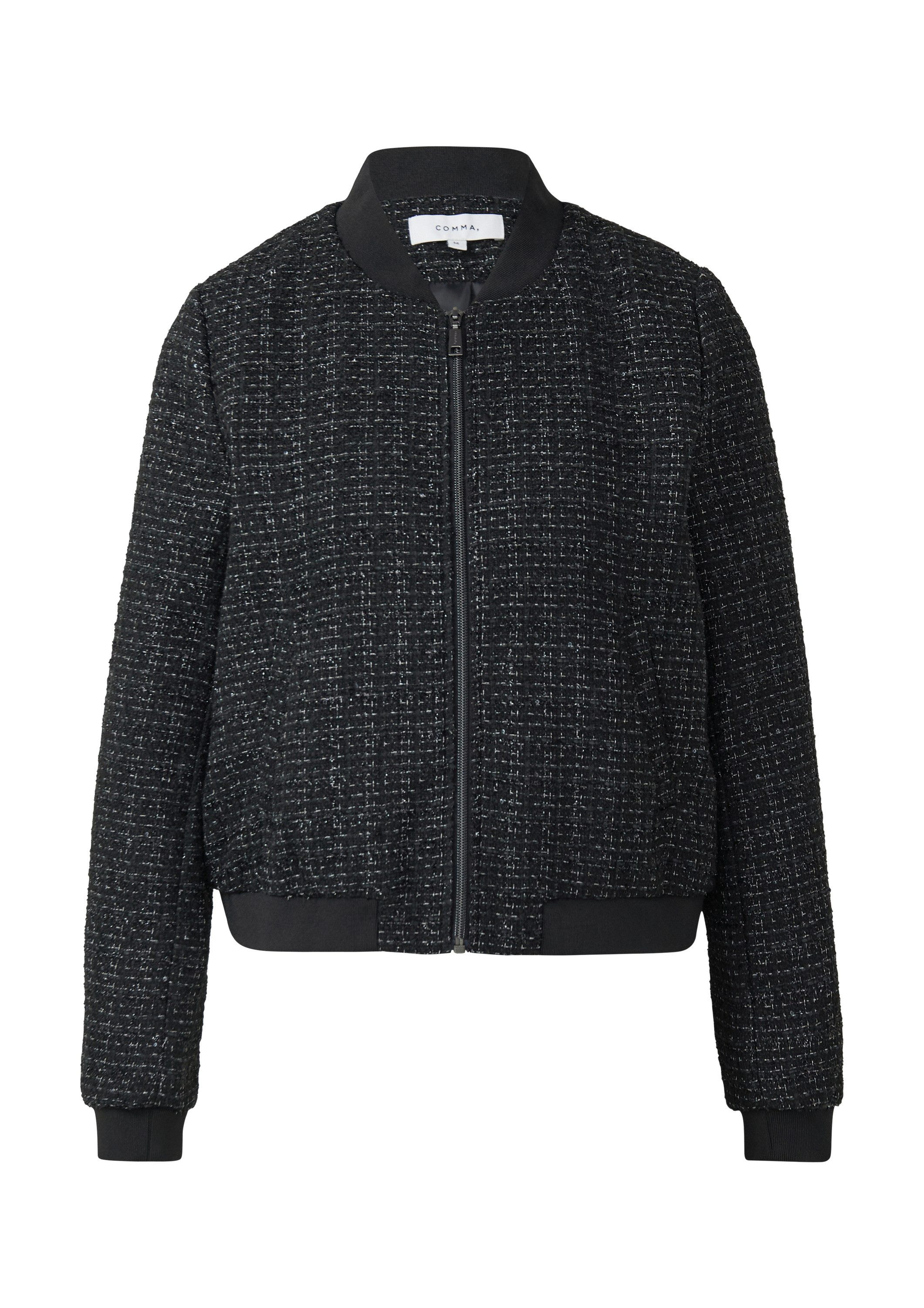 comma Funktionsjacke Indoor-Jacke Kurzer Blouson mit dezentem Glitzergarn