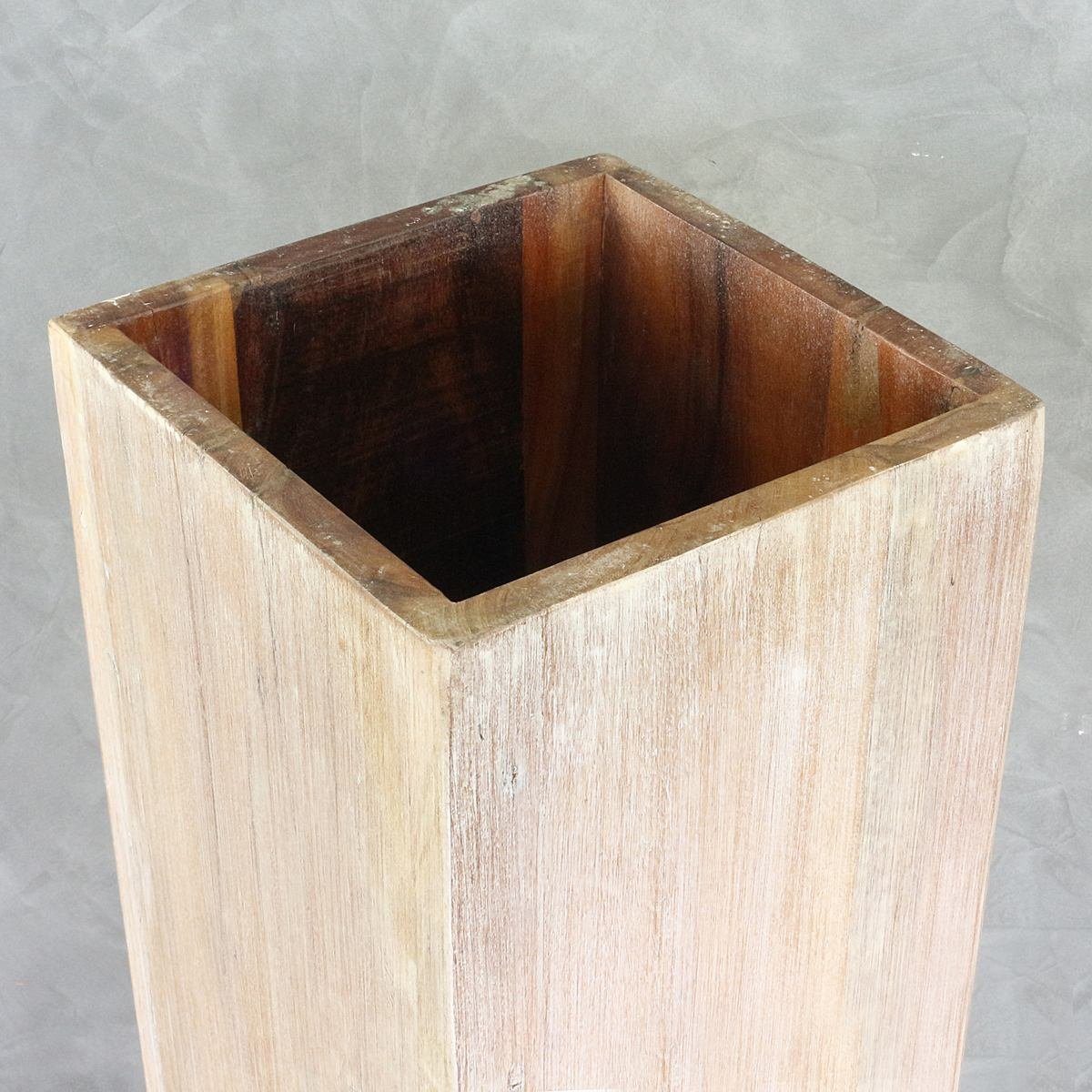 Oriental Galerie Blumenhocker Massive Holz Säule Viereckig Podest Whitewash klein 65cm (1 St)