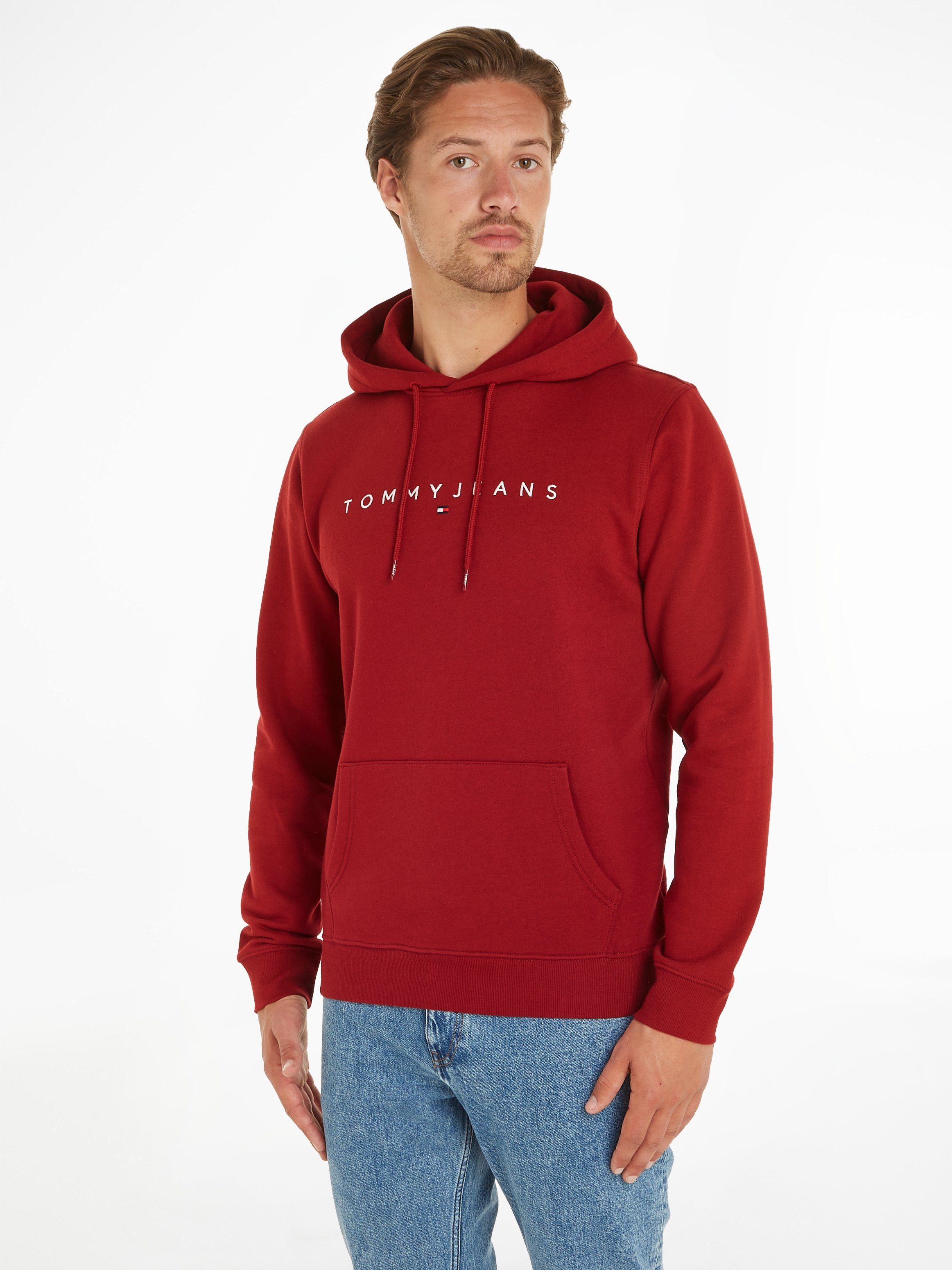 Tommy Jeans Kapuzensweatshirt TJM REG LINEAR LOGO HOODIE EXT mit Kordel