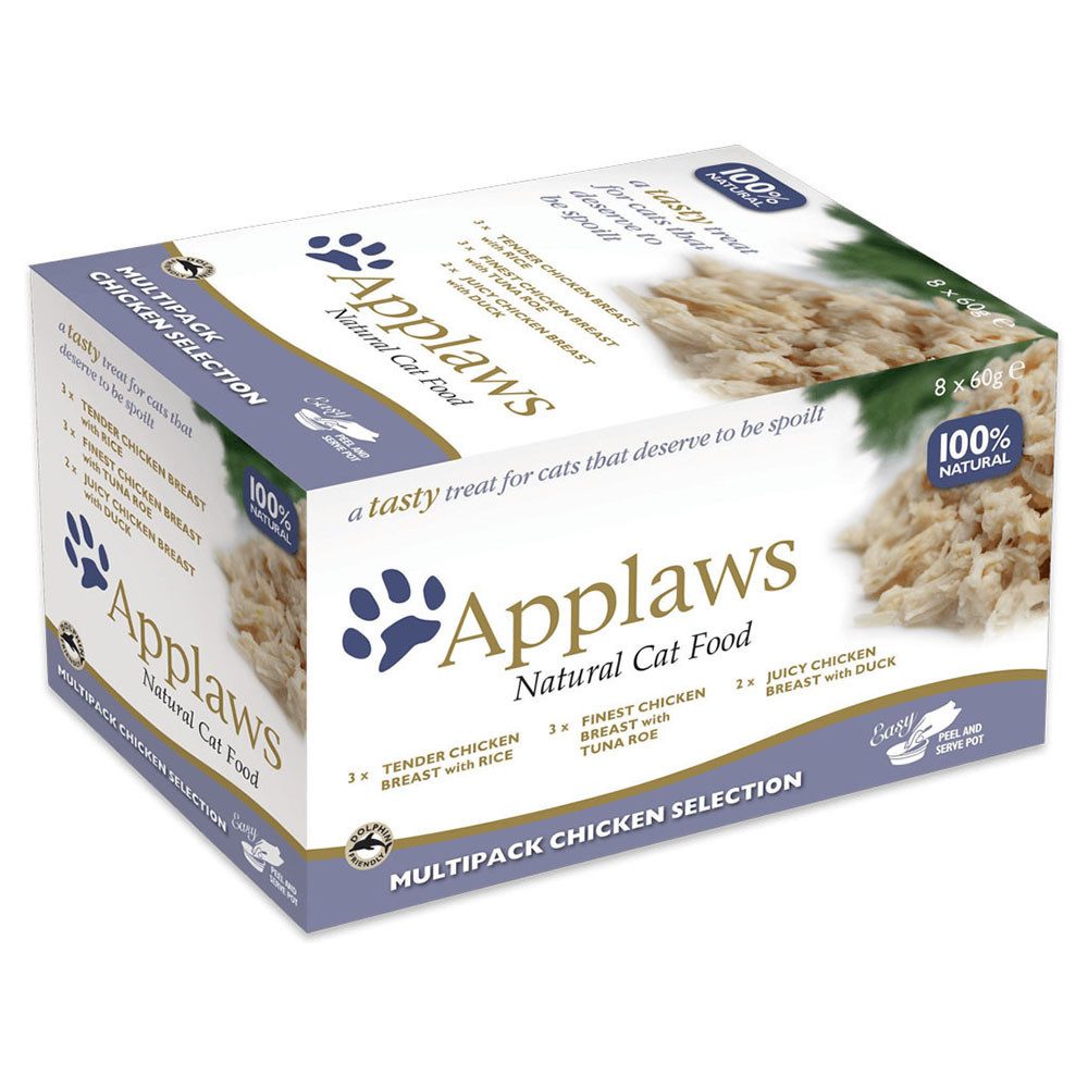 Applaws Pots Multipack mit Hühnchen Selection 8 x 60 g, Nassfutter für: Katze