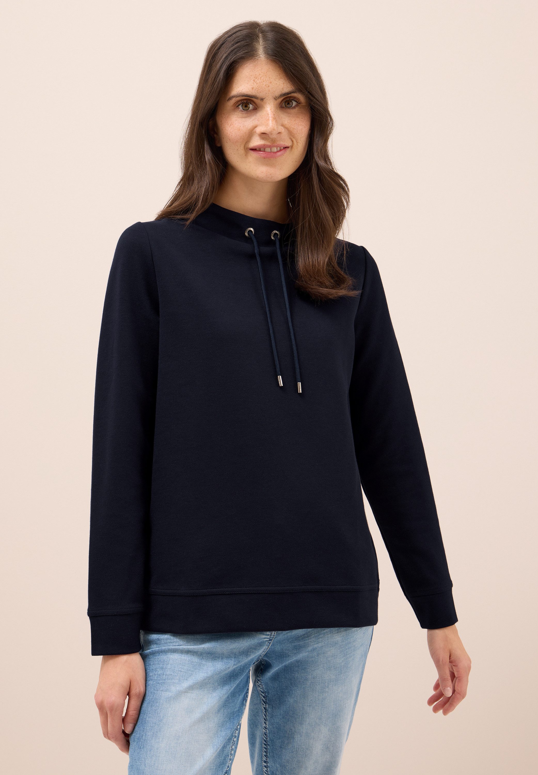 CECIL Sweatshirt mit Tunnelzugband am Kragen