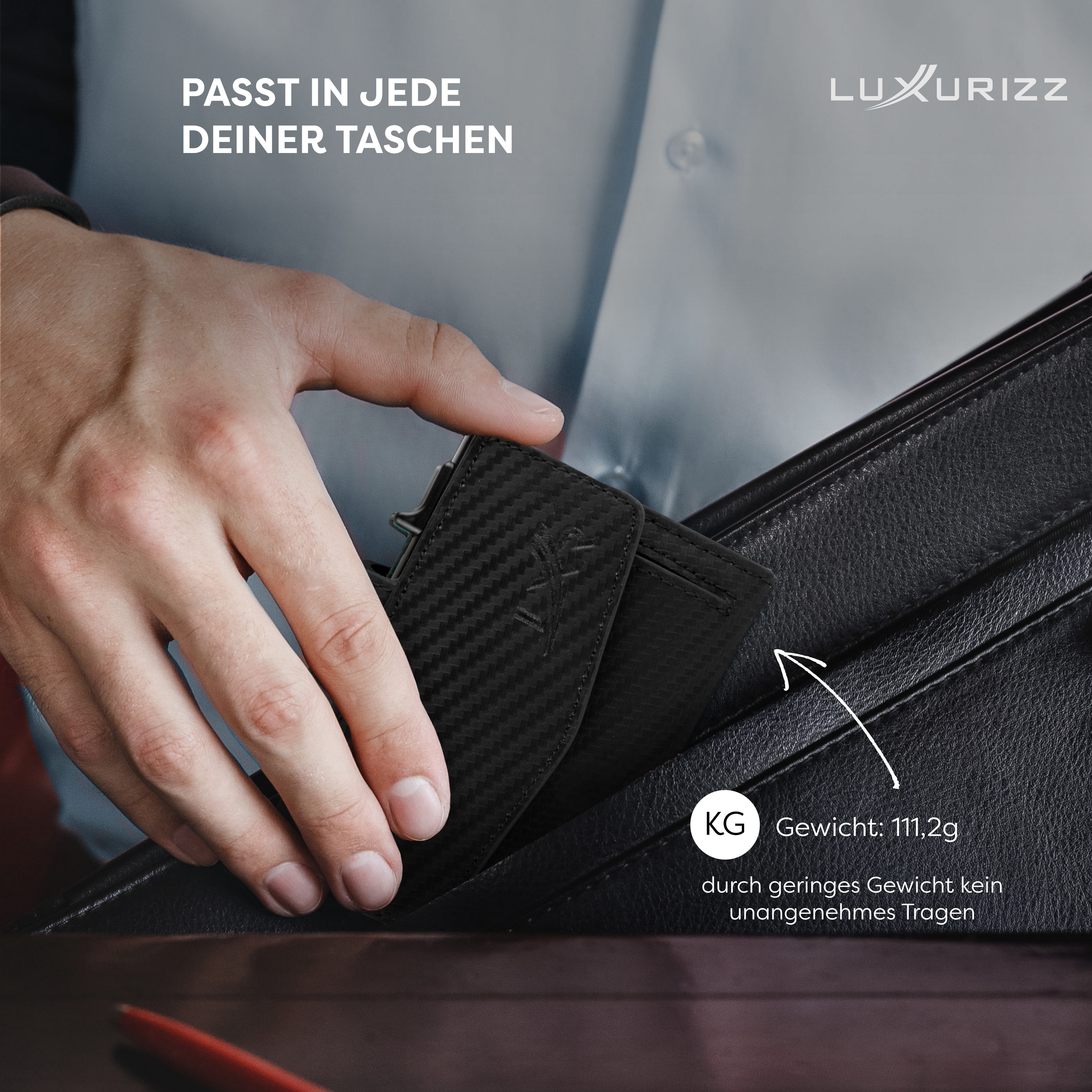 Luxurizz Mini Geldbörse Slim Wallet Echtleder mit Münzfach – Bild 5 von 5