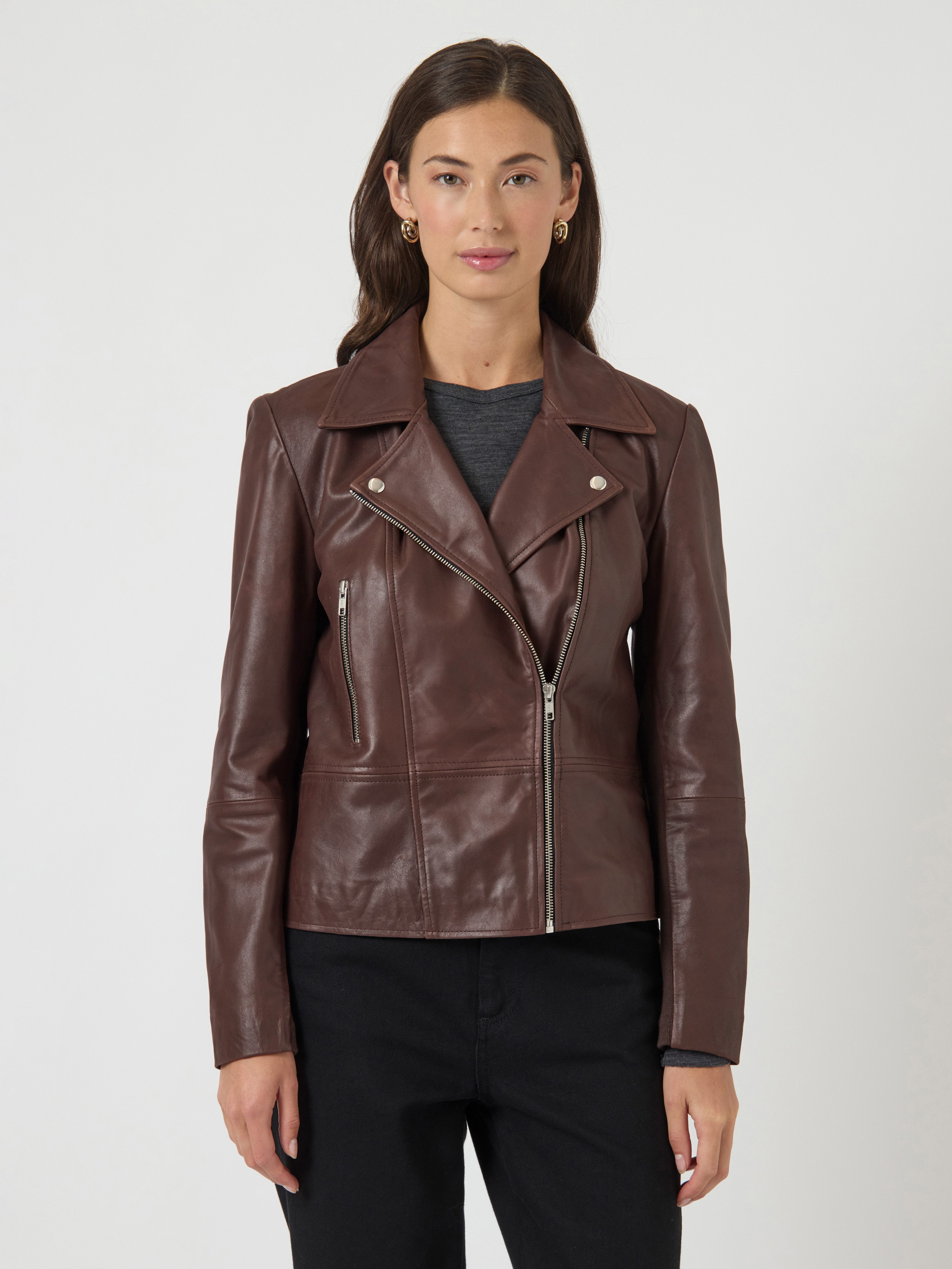 Y.A.S Lederjacke YASSOPHIE LEATHER JACKET mit Biker Details
