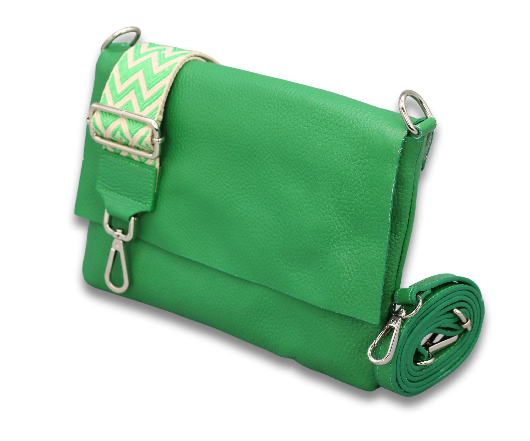 ADEL Umhängetasche Damen Aus Echtem Leder - Handgemachte Crossbody Bag Made In Italy Mit 5 Fächern