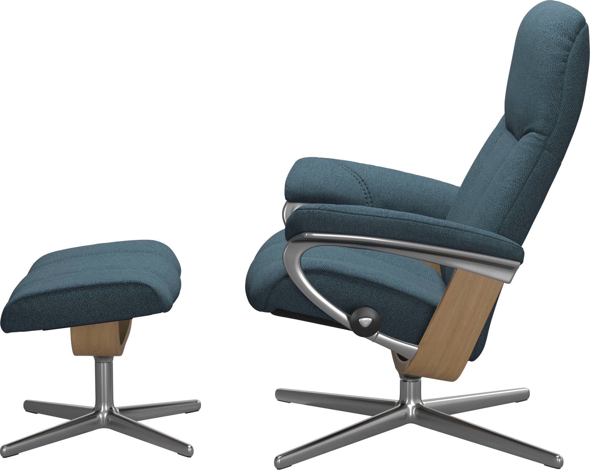 Stressless® Relaxsessel mit & S, mit Größe Consul Hocker, Base, Hocker), Relaxsessel L, mit (Set, Holzakzent Eiche Cross M