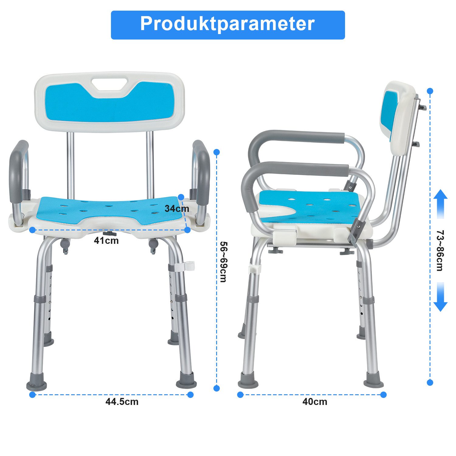 Clanmacy Duschhocker Duschhocker Badhocker Badehocker belastbar bis 136kg Duschstuhl