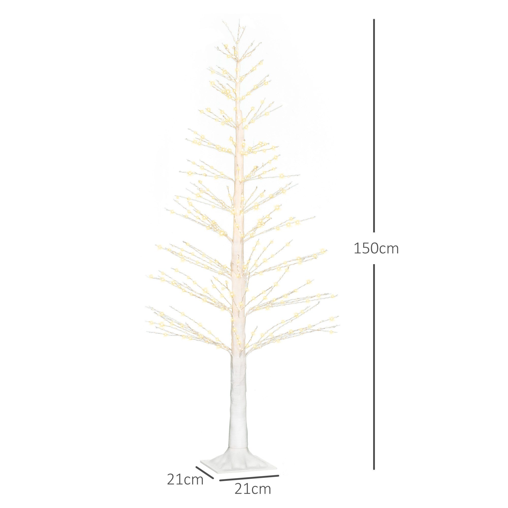 HOMCOM LED Baum 150 cm mit 600 LED, LED für Weihnachten, Geburtstag, Hochzeit, Lichtfunktion, LED, Warmweiß, Indoor und Outdoor Weiß
