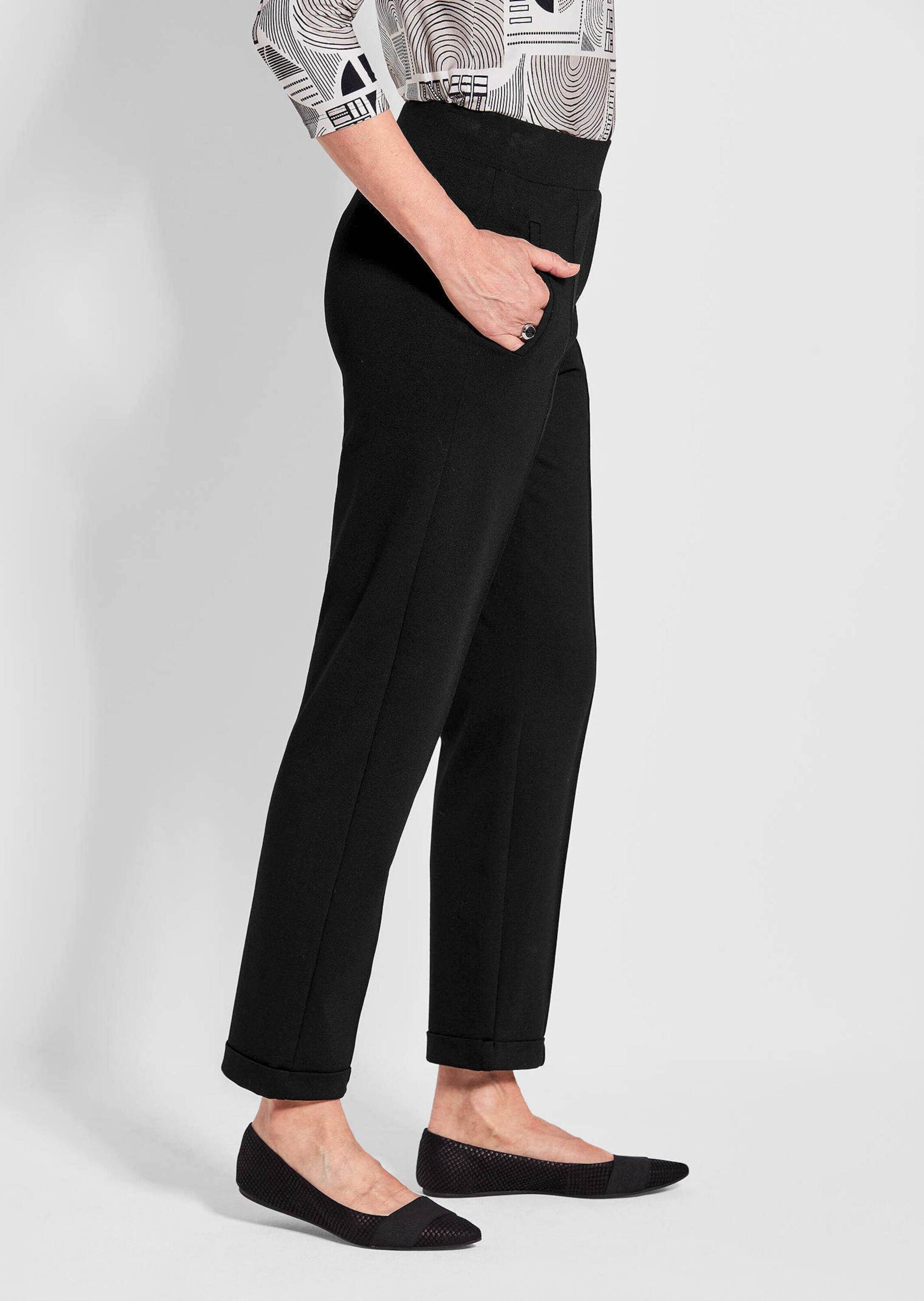 GOLDNER Schlupfhose Blaue Jerseyhose CARLA aus Viskosemix Damen Stretchhose, knöchellang, Biesen, Schlupfbund, gerades Bein