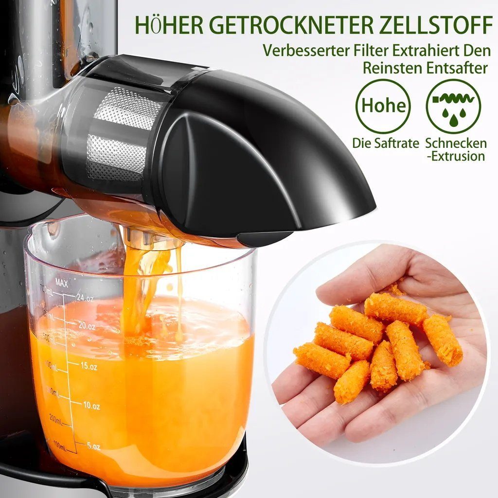 AMZCHEF Slow Juicer ZM1501, 150,00 W, Saftpresse Elektrisch, Entsafter Gemüse und Obst BPA Frei