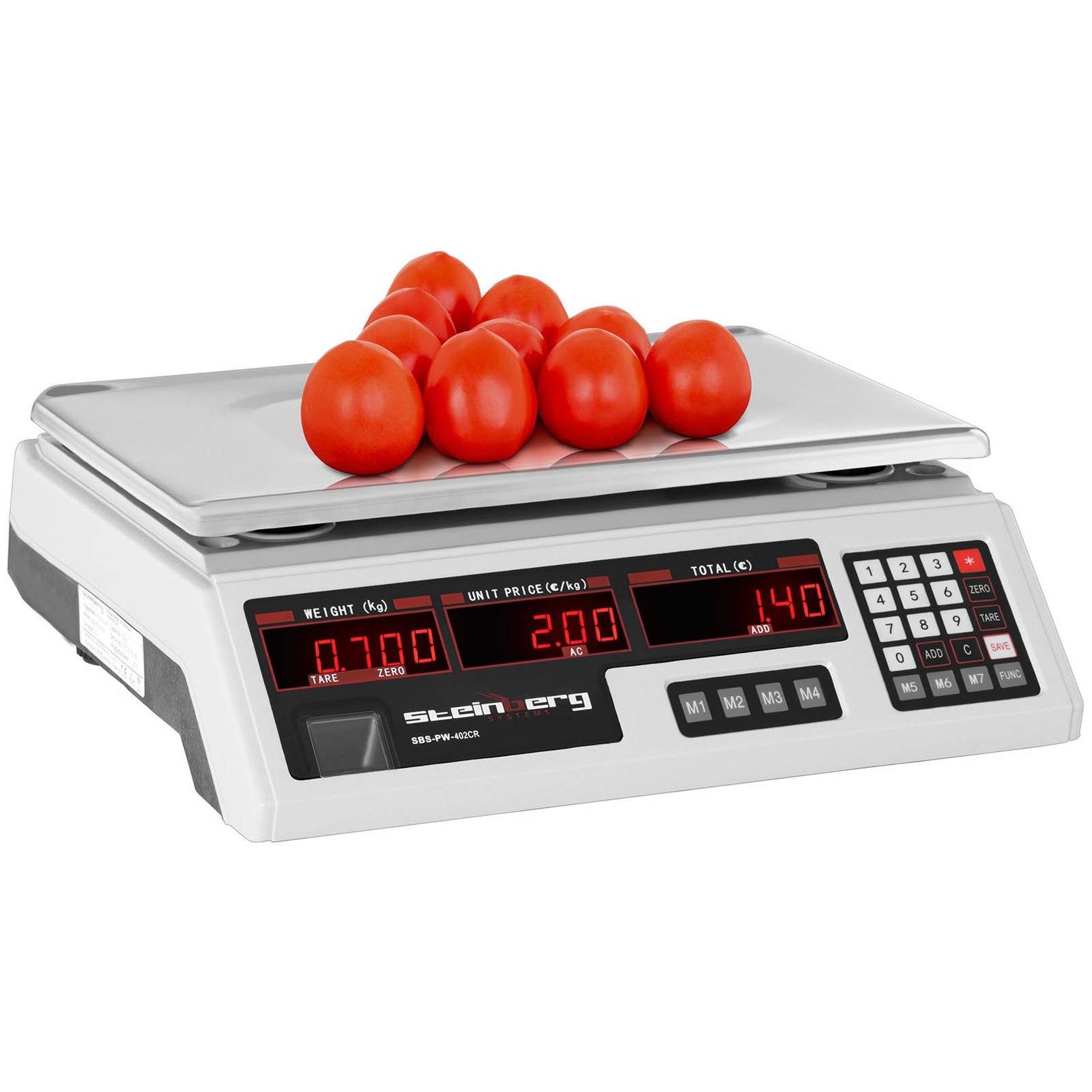 Steinberg Systems Präzisionswaage Kontrollwaage 40 kg / 2 g Ladenwaage Marktwaage 6 LED Preiswaage – Bild 4 von 5