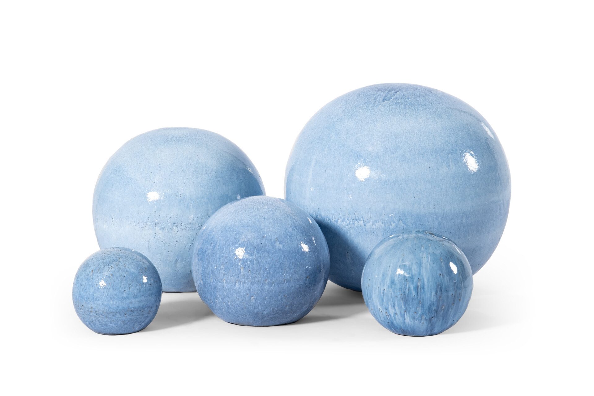 Teramico Dekokugel Gartenkugeln Keramik 3er Set Azur blau, 100% Frostfest