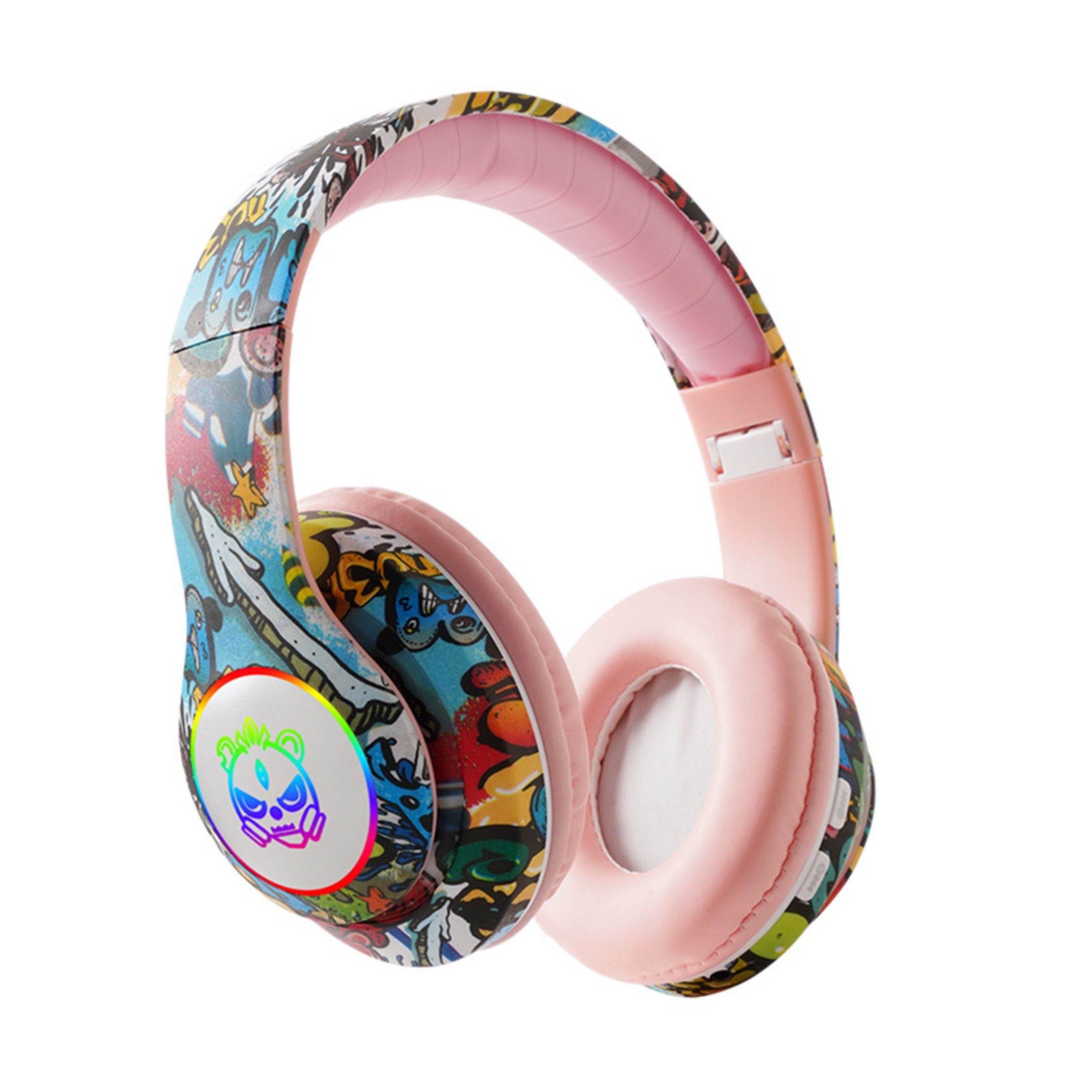 KINSI Gaming Headset mit Bluetooth 5.0 & RGB LED,Graffiti-Design Наушники (Active Noise Cancelling)