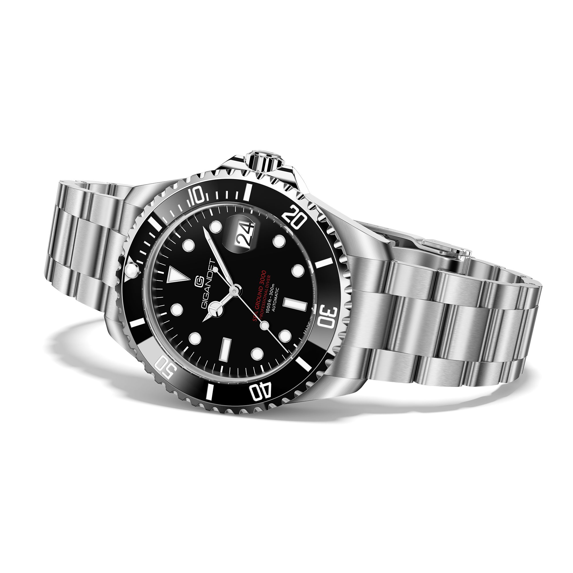 Gigandet Automatikuhr SEAGROUND 3000, Made in Germany, Saphirglas, Keramiklünette, Swiss SuperLuminova
