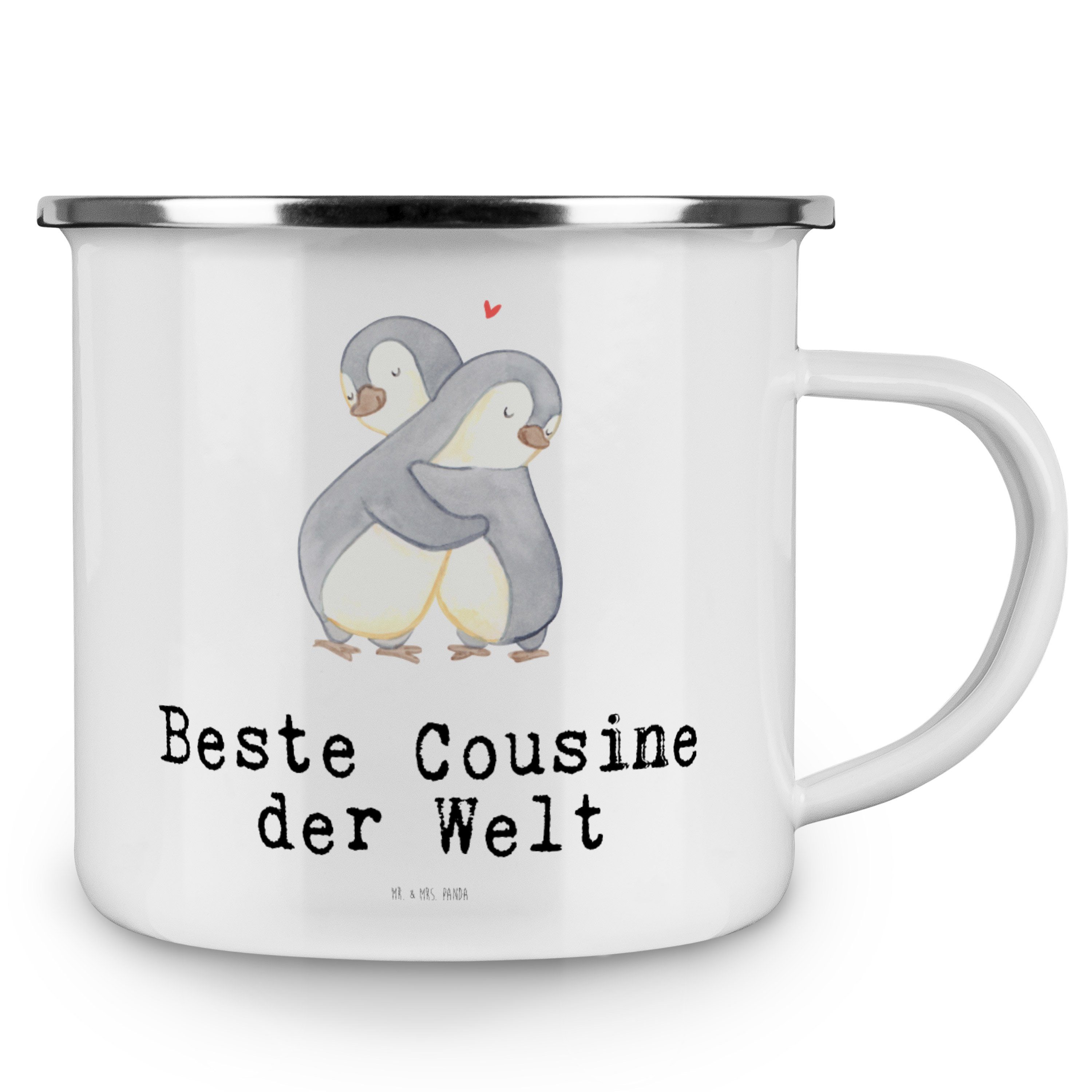 Weiß - Verwandtschaft, Emaille Mrs. Geschenk, der Mr. Ble, Cousine Becher Welt - Pinguin Beste & Panda