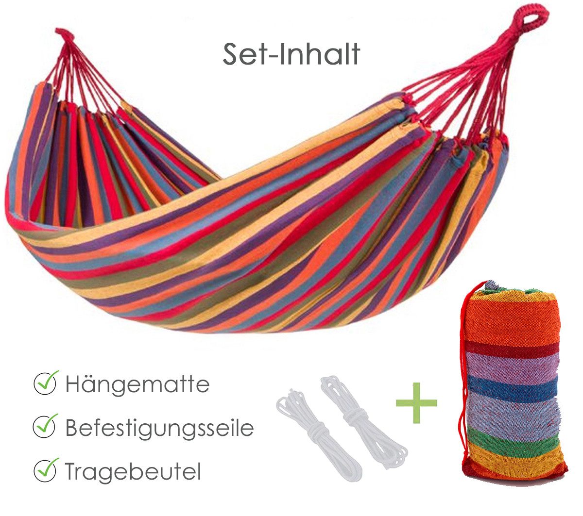 heimtexland Hängematte Boho Outdoor Hängeliege 80x190 mit Beutel waschbar (1 St), waschbar I für Garten Balkon Camping Unterwegs I Polycotton – Bild 4 von 5