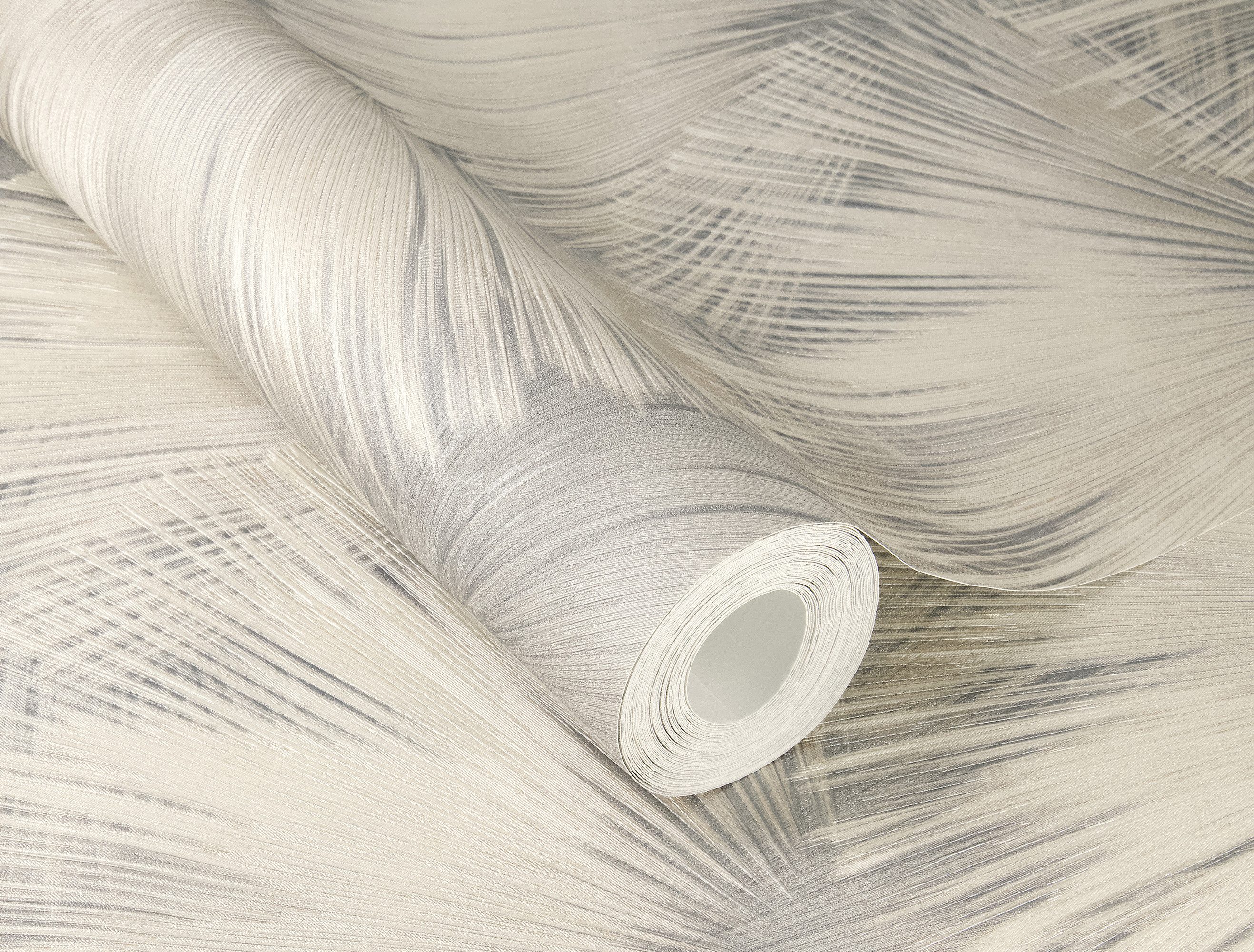 Rasch Vliestapete Vliestapete Palmblätter grau 659757