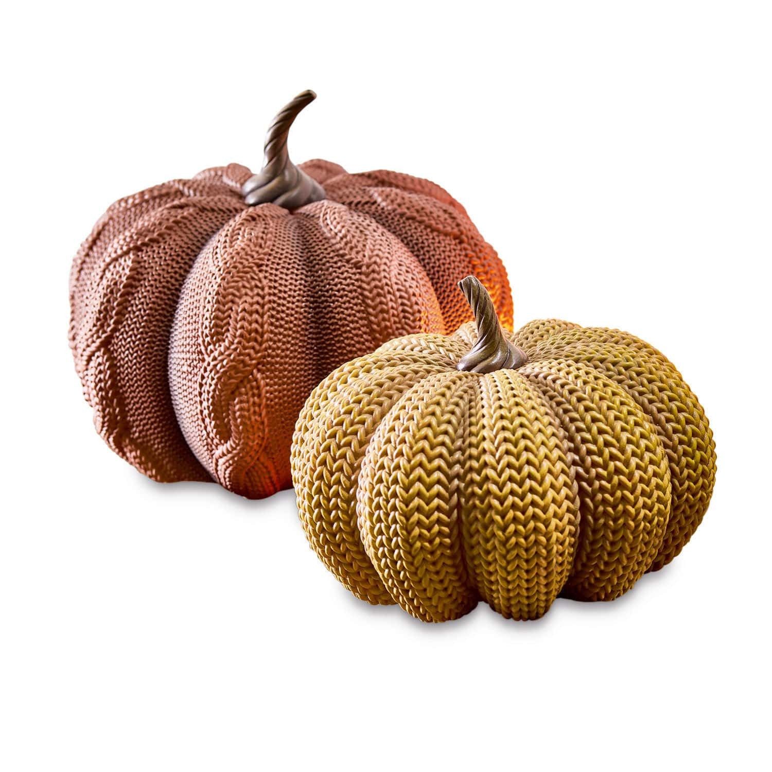 Dekoobjekt Kürbis 2er Set Loriana orange/gelb