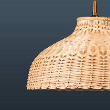 Helios Leuchten Pendelleuchte Rattan, Korblampe, Rattanlampe skandinavischer Stil, Boho Hängelampe, für Esstisch Küche Wohnzimmer, handgefertigtes Produkt