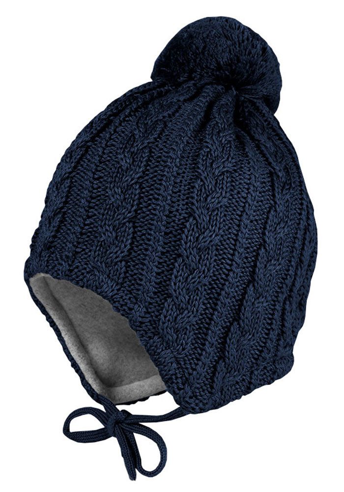 MAXIMO Strickmütze mit Zopfstrickmuster mit Pompon und Bindeband
