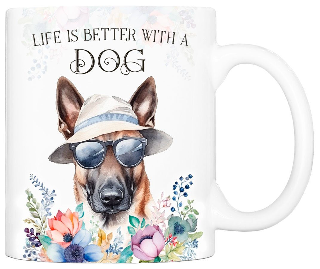 Cadouri Tasse MALINOIS - Kaffeetasse für Hundefreunde, Keramik, mit Hunderasse, beidseitig bedruckt, handgefertigt, Geschenk, 330 ml | Teetassen