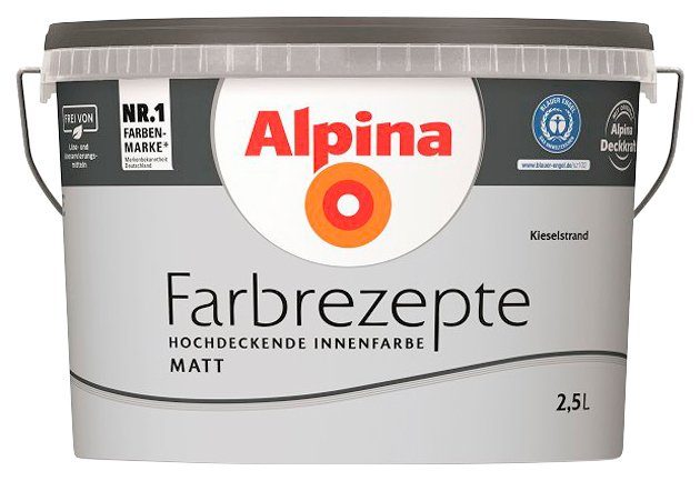 Alpina Wand- und Kieselstrand, 2,5 Liter matt, Hellgrau, Farbrezepte Ruhiges Deckenfarbe