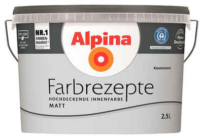 Alpina Wand- und Deckenfarbe Farbrezepte Kieselstrand, Ruhiges Hellgrau, matt, 2,5 Liter