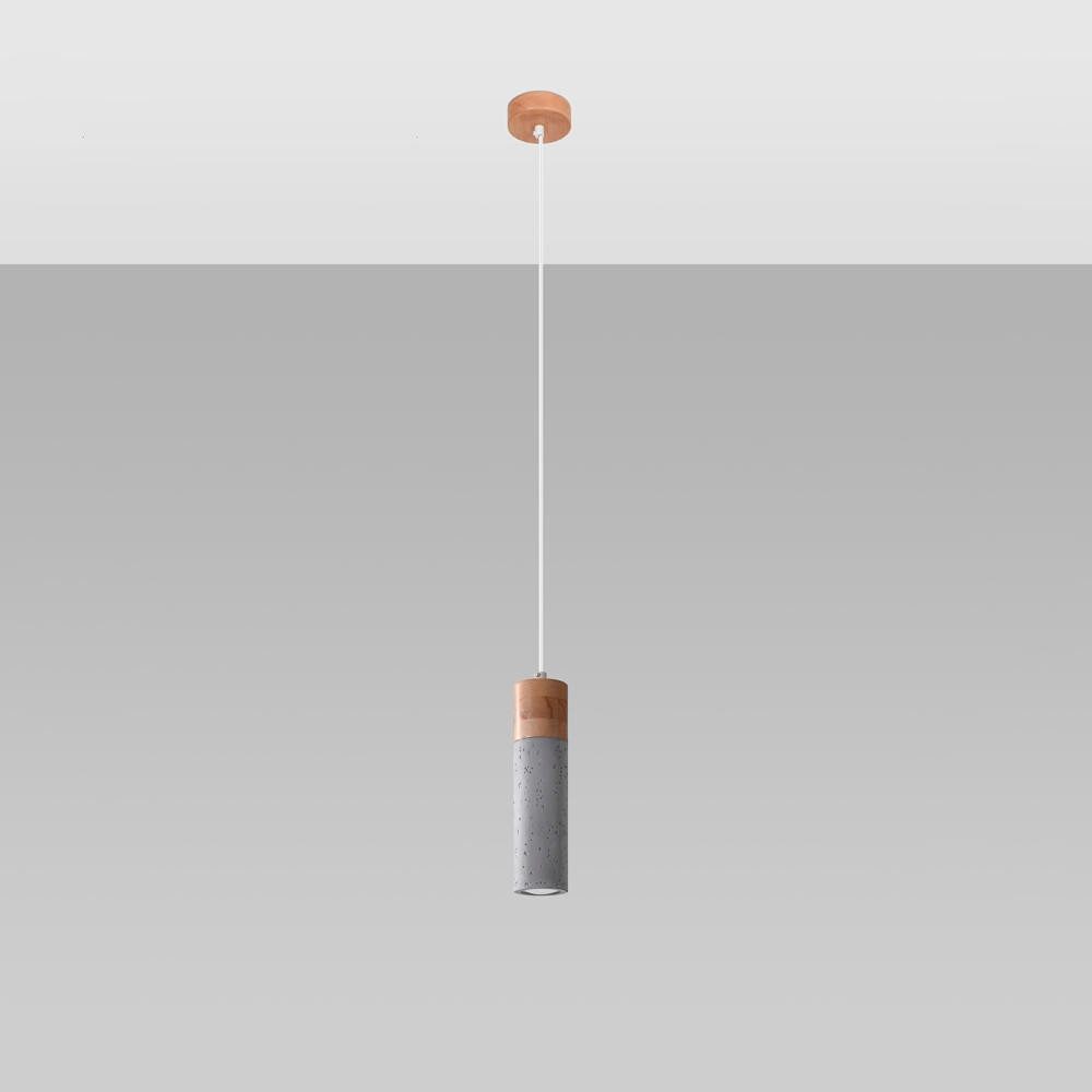famlights Pendelleuchte Pendelleuchte Zeb in Grau und Natur-hell GU10 1-flammig