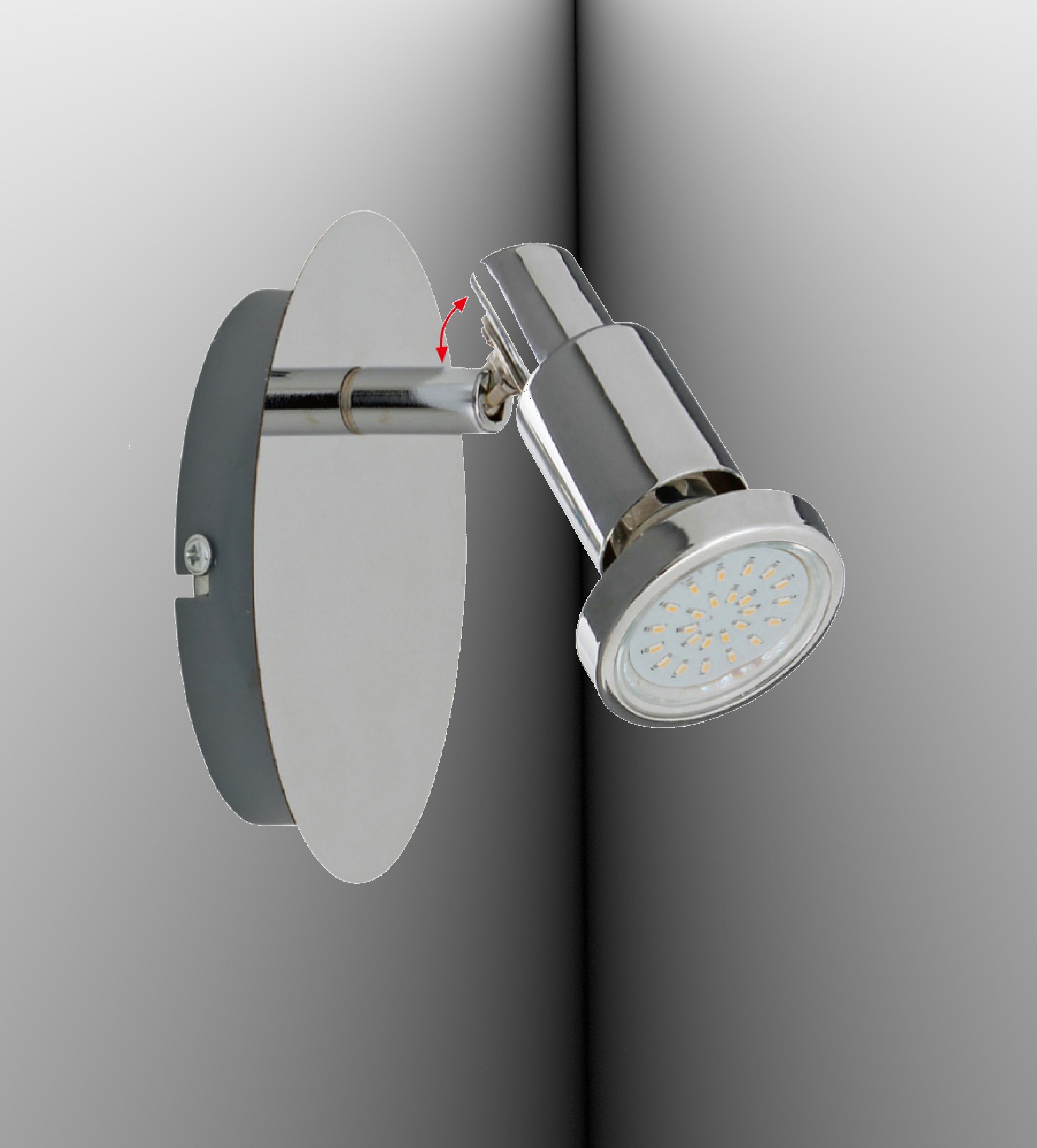 TRANGO LED Deckenspots, 1-flammig 2890-018-5W LED Wandleuchte OSCAR in Chrom-Optik inkl. 1x 5 Watt GU10 LED Leuchtmittel Deckenlampe, Deckenstrahler, Lampe schwenkbar und drehbar