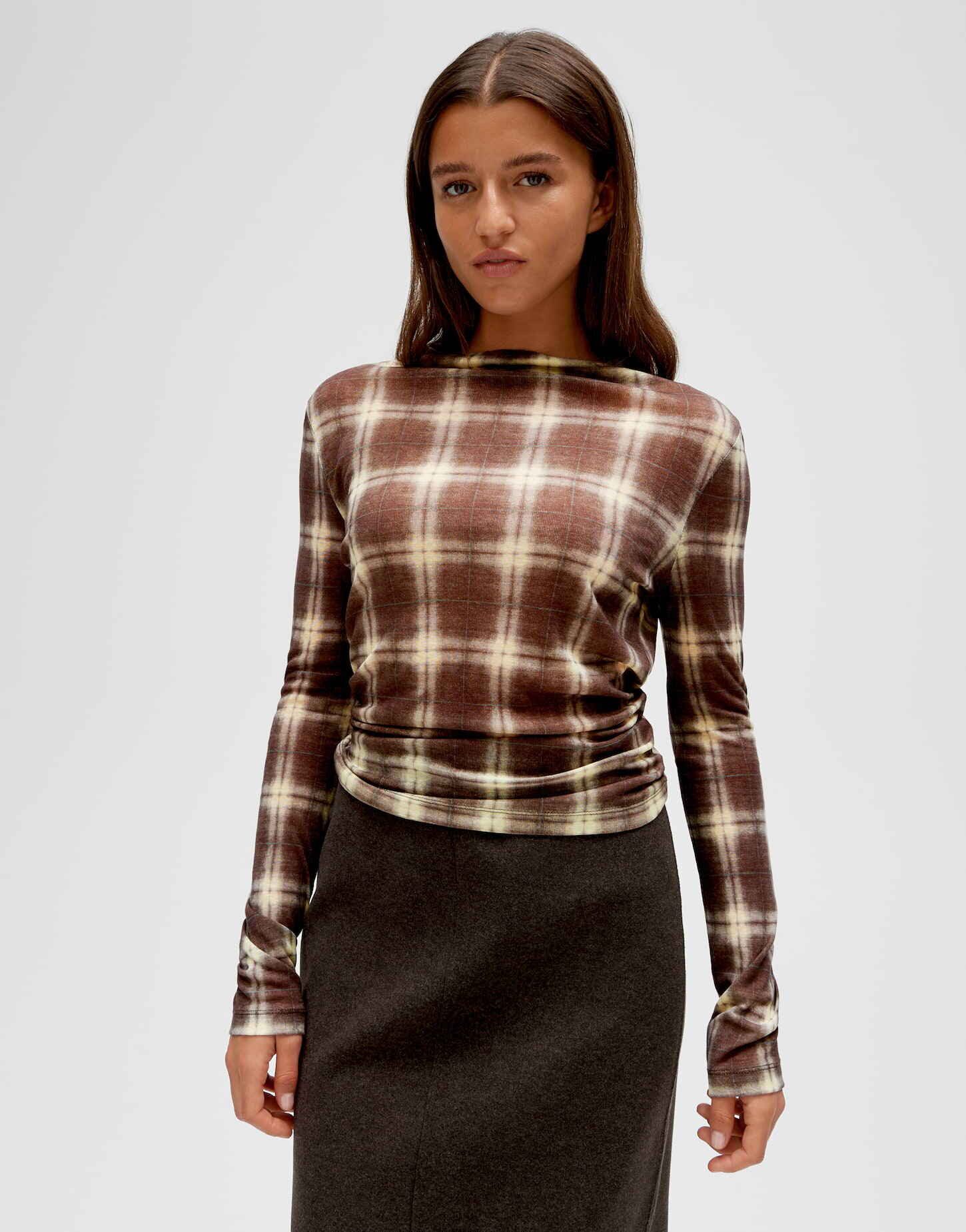 OPUS Longsleeve Secki aus weichem Jersey Schmale Passform mit Funnel Neck und leichter Transparenz