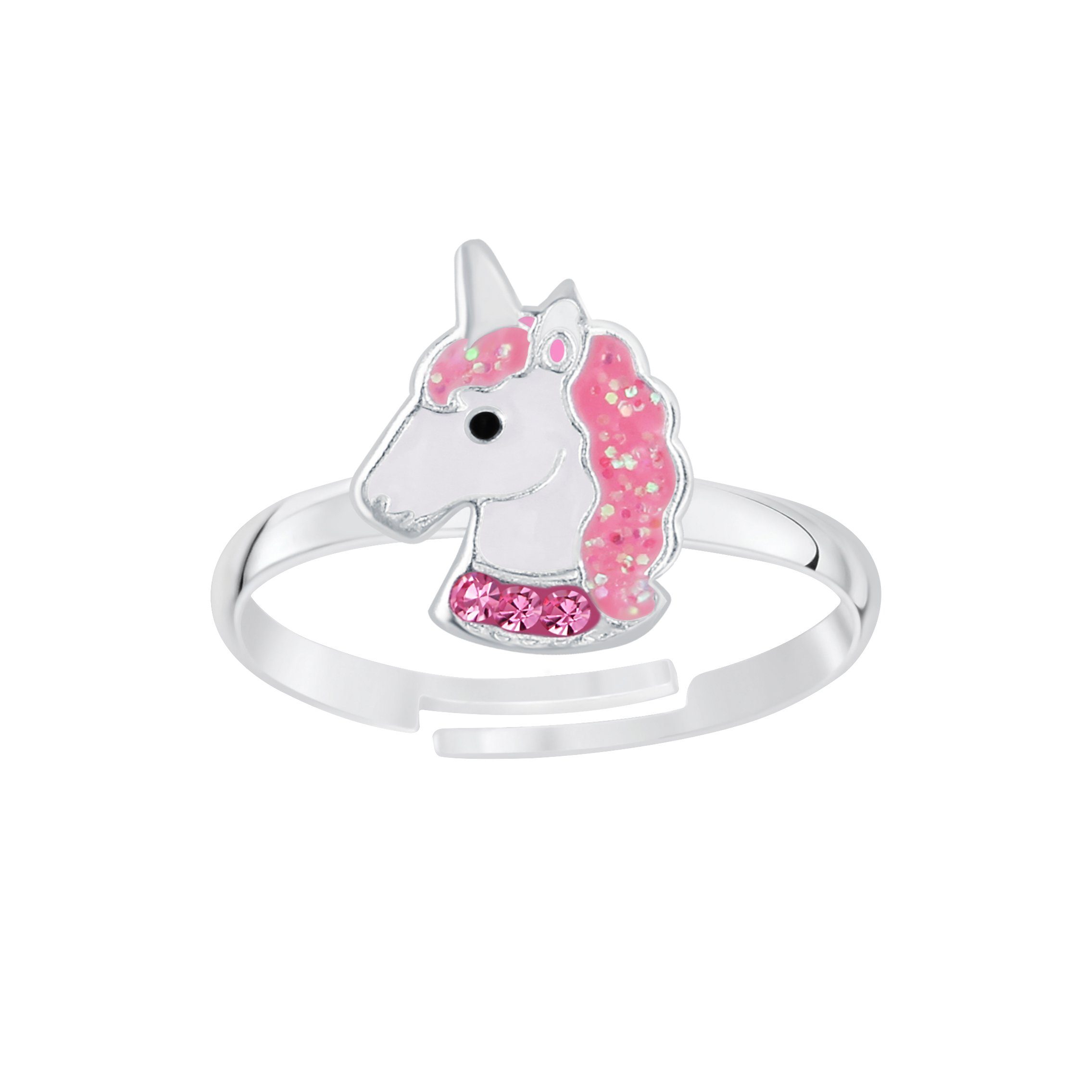 schmuck23 Fingerring Kinder Ring Pferd Einhorn 925 Silber, Kinderschmuck Mädchen Silberring Geschenk