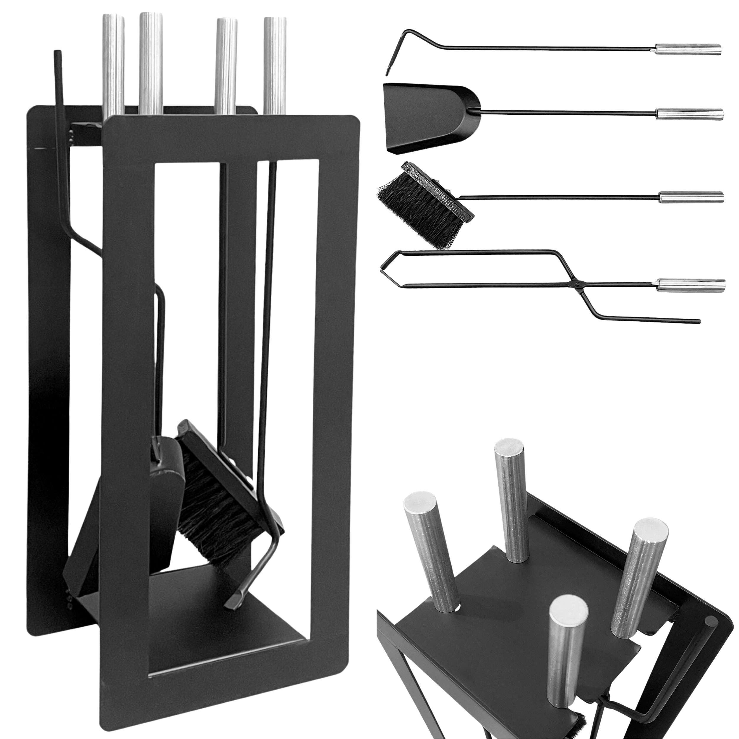 DanDiBo Kamingarnitur 5 Teilig Set 96572 Kaminset Kamingarnitur Ofenbesteck, (5-St., Schürhaken, Zange, Schaufel, Besen, Stand)