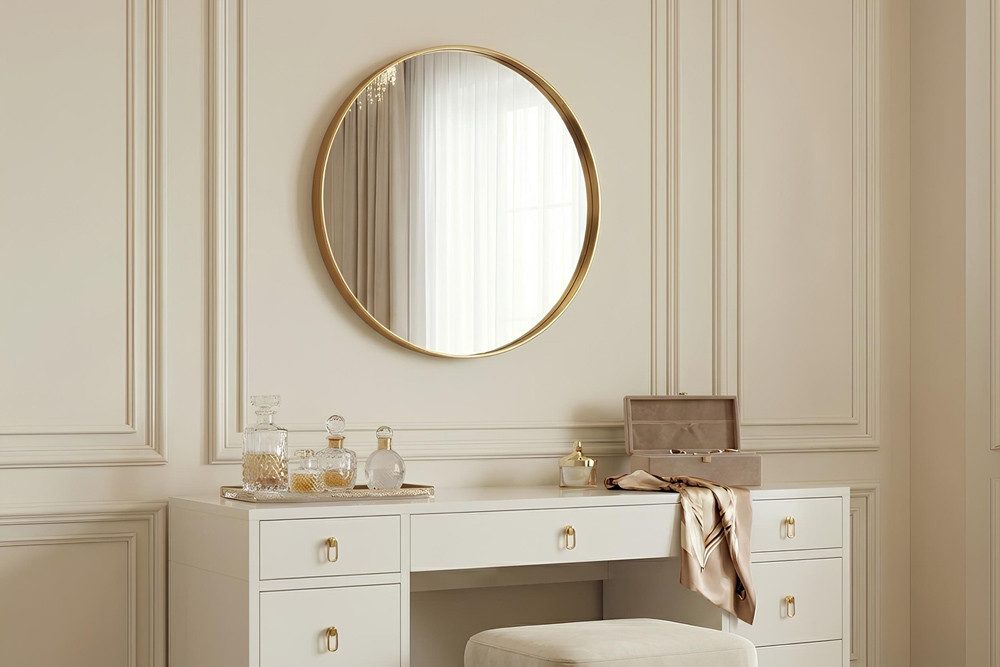 riess-ambiente Wandspiegel PORTRAIT 40cm gold – Metallrahmen, rund, Accessoire (Einzelartikel, 1-St), moderner Spiegel mit edlem Goldakzent – ideal für Flur oder Ankleide