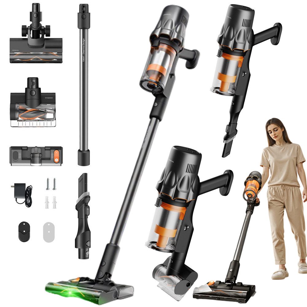 Deerma Akku-Hand-und Stielstaubsauger DEM-T30W XT Handstaubsauger Akku-Staubsauger mit Ladestation 490W, 450 W, beutellos, Akku-Handstaubsauger für Hartholzböden,Teppiche,Tierhaare,45kPa,45 Min